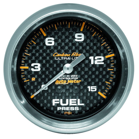 Autometer 4811 Presion de Combustible 0-15 Psi Carbon Fiber